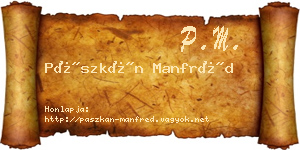 Pászkán Manfréd névjegykártya